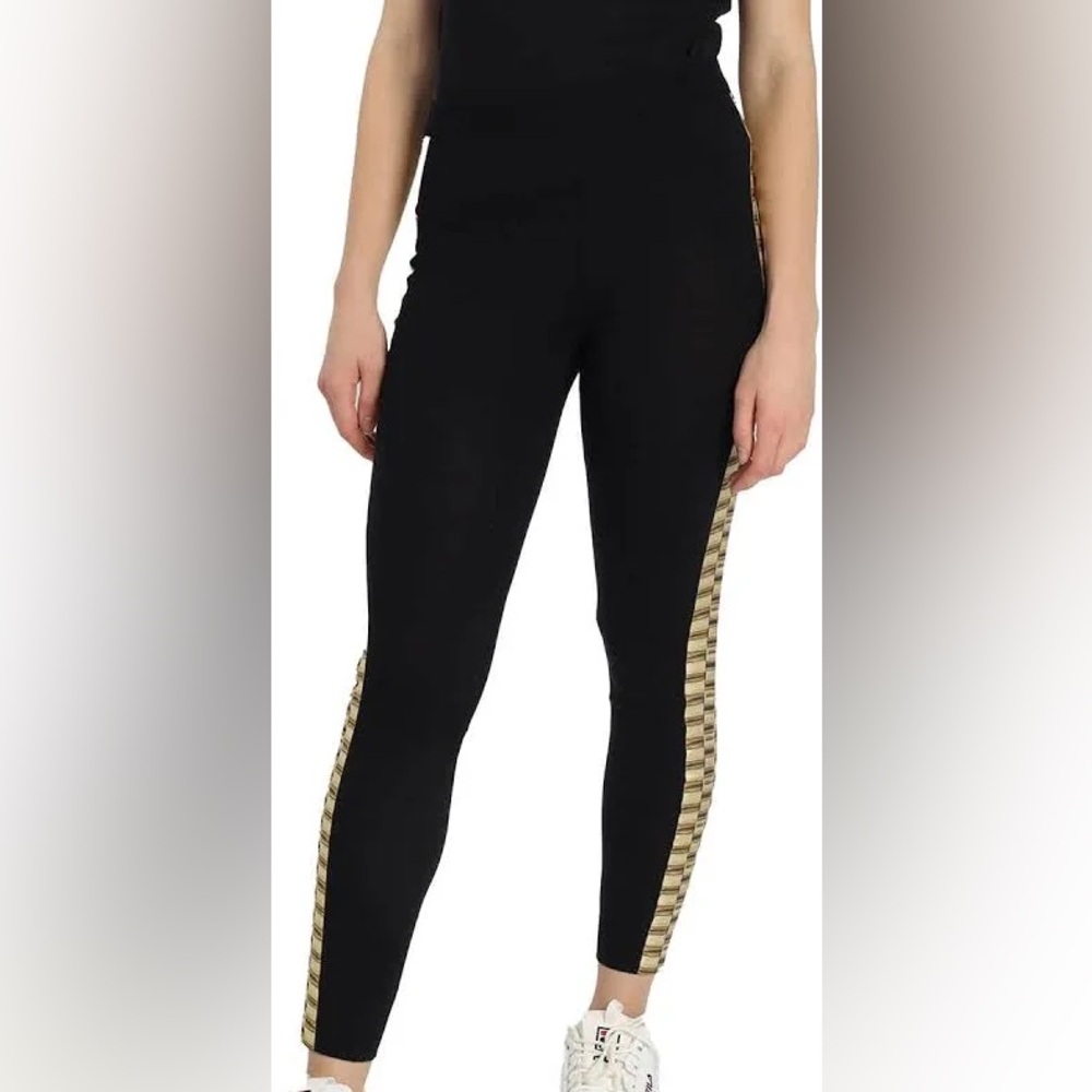 Moschino-Cozy Black High-Waisted leggings Gold Accents- virgin wool material.